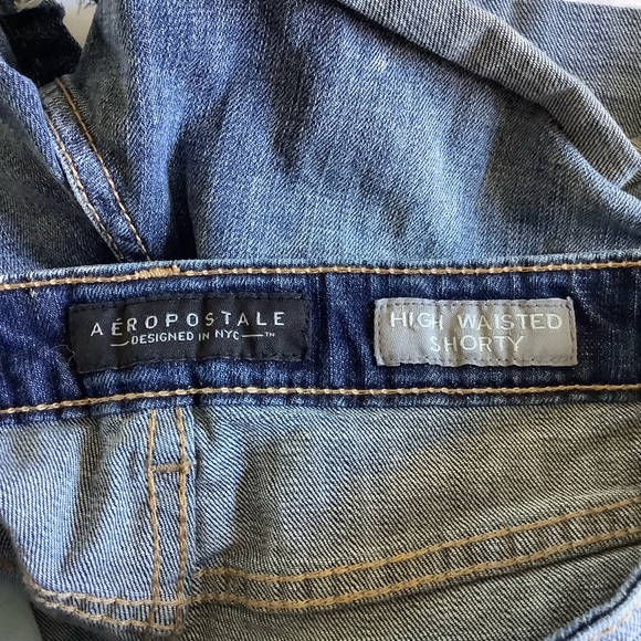 Aeropostale Jean Shorts High Waisted Shorty Size 4 Stretch Denim Blue Festival - Picture 3 of 7